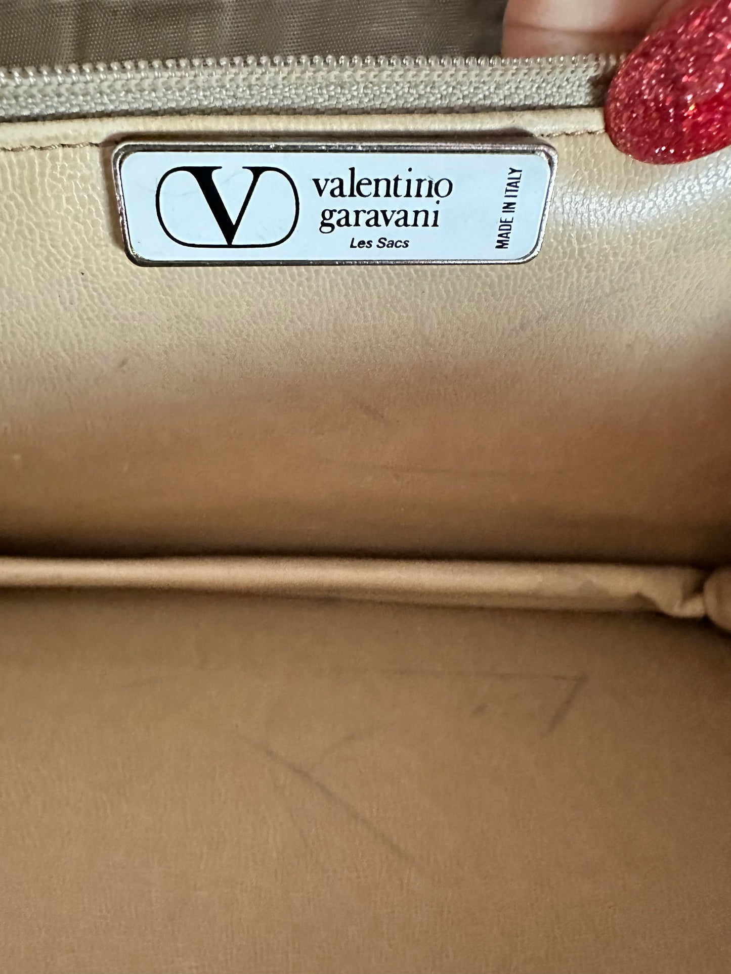 1970’s Valentino Garavani Les Sac Camel/Off White Striped Bag
