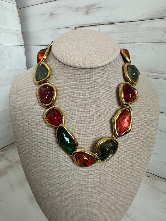 Rare YSL Plastron Necklace with Cabochons