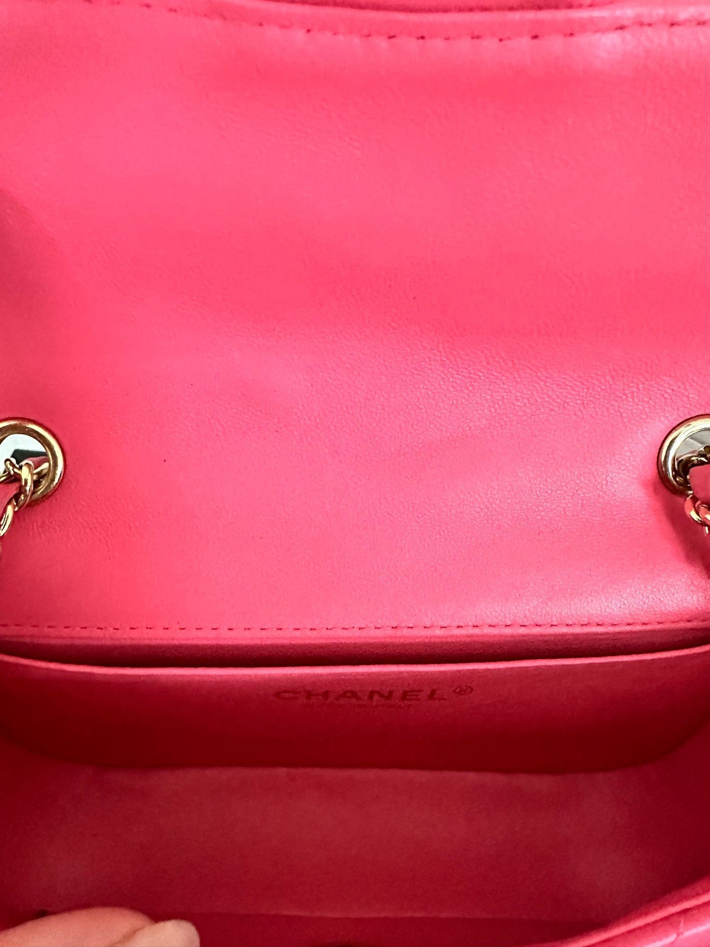 Chanel Pink Lambskin Extra Mini “V” Victory Bag