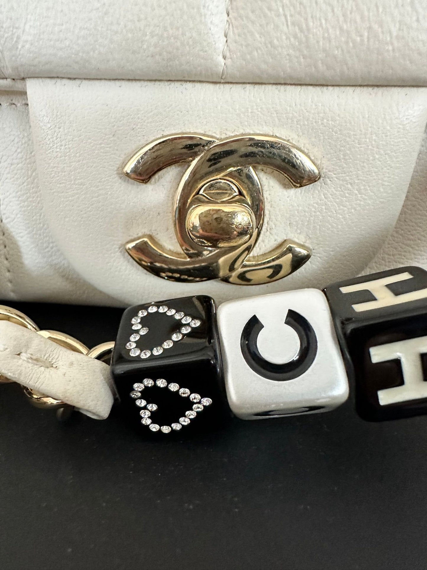 White Chanel Mini Lambskin Monacoco Flap Crossbody Bag Leather