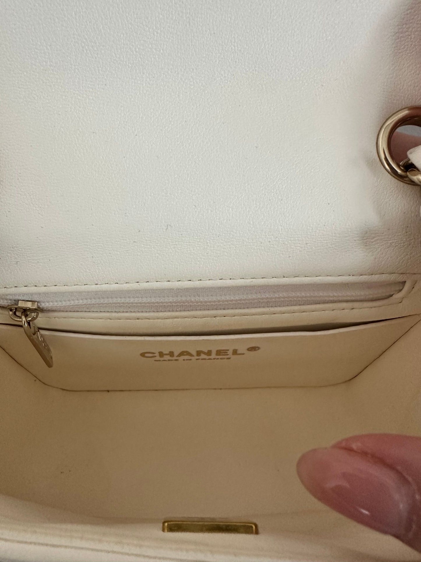 White Chanel Mini Lambskin Monacoco Flap Crossbody Bag Leather