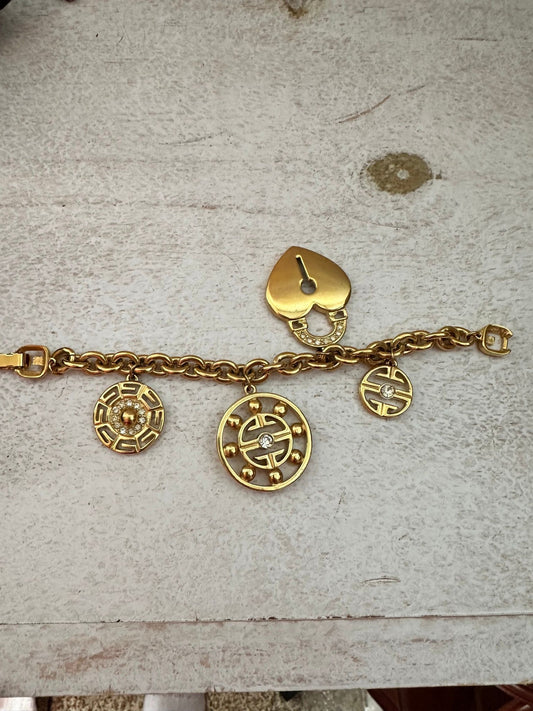 RARE Givenchy Gold Plated Charm Bracelet
