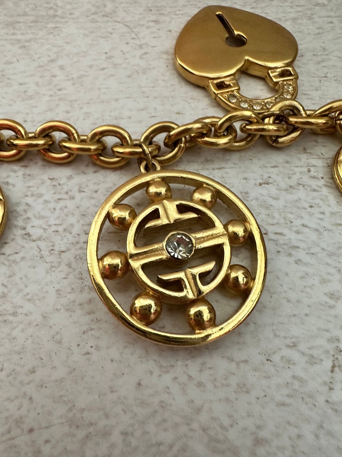 RARE Givenchy Gold Plated Charm Bracelet