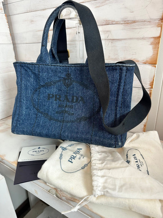 Prada Small Denim Canapa w/strap