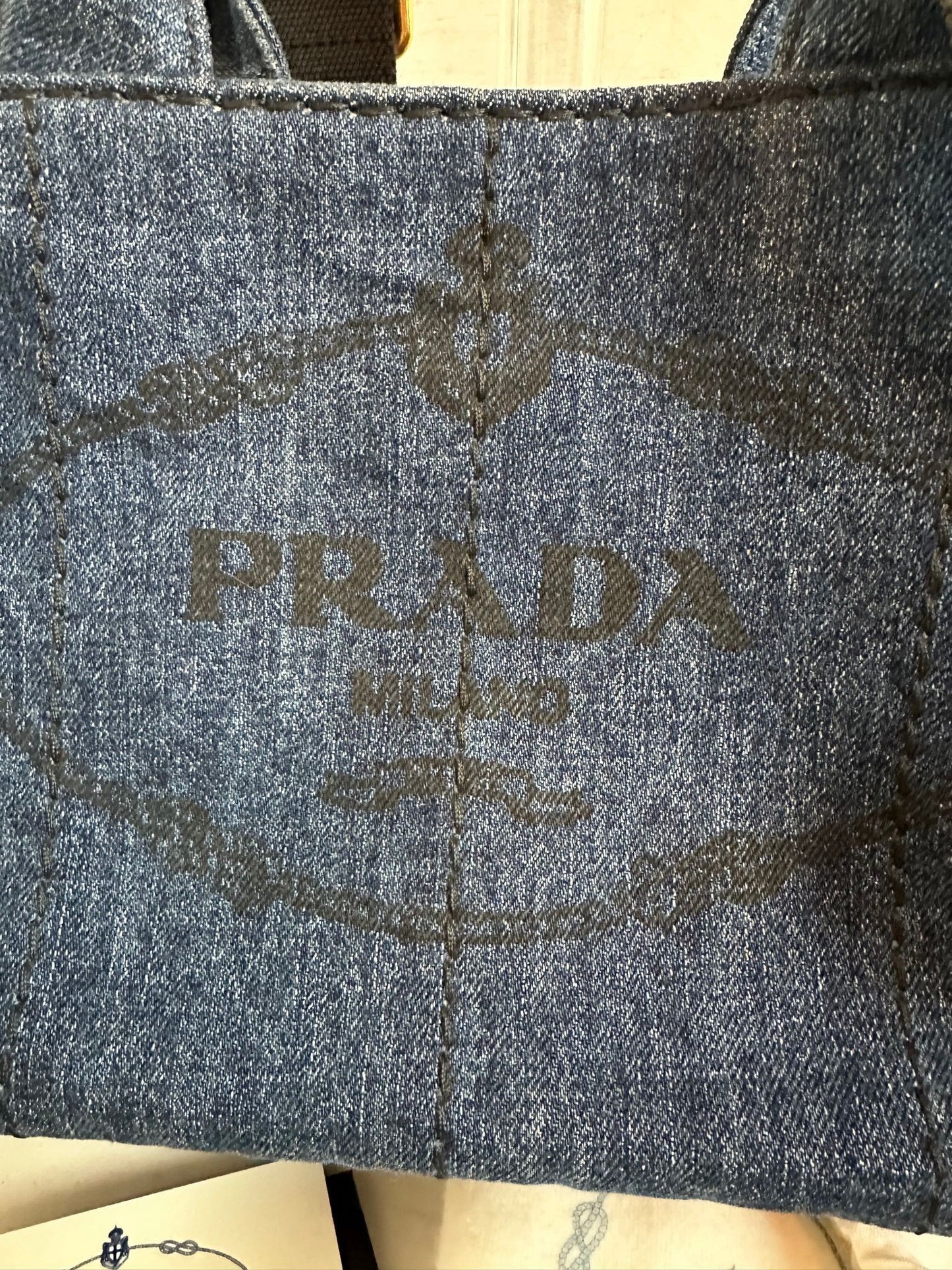 Prada Small Denim Canapa w/strap