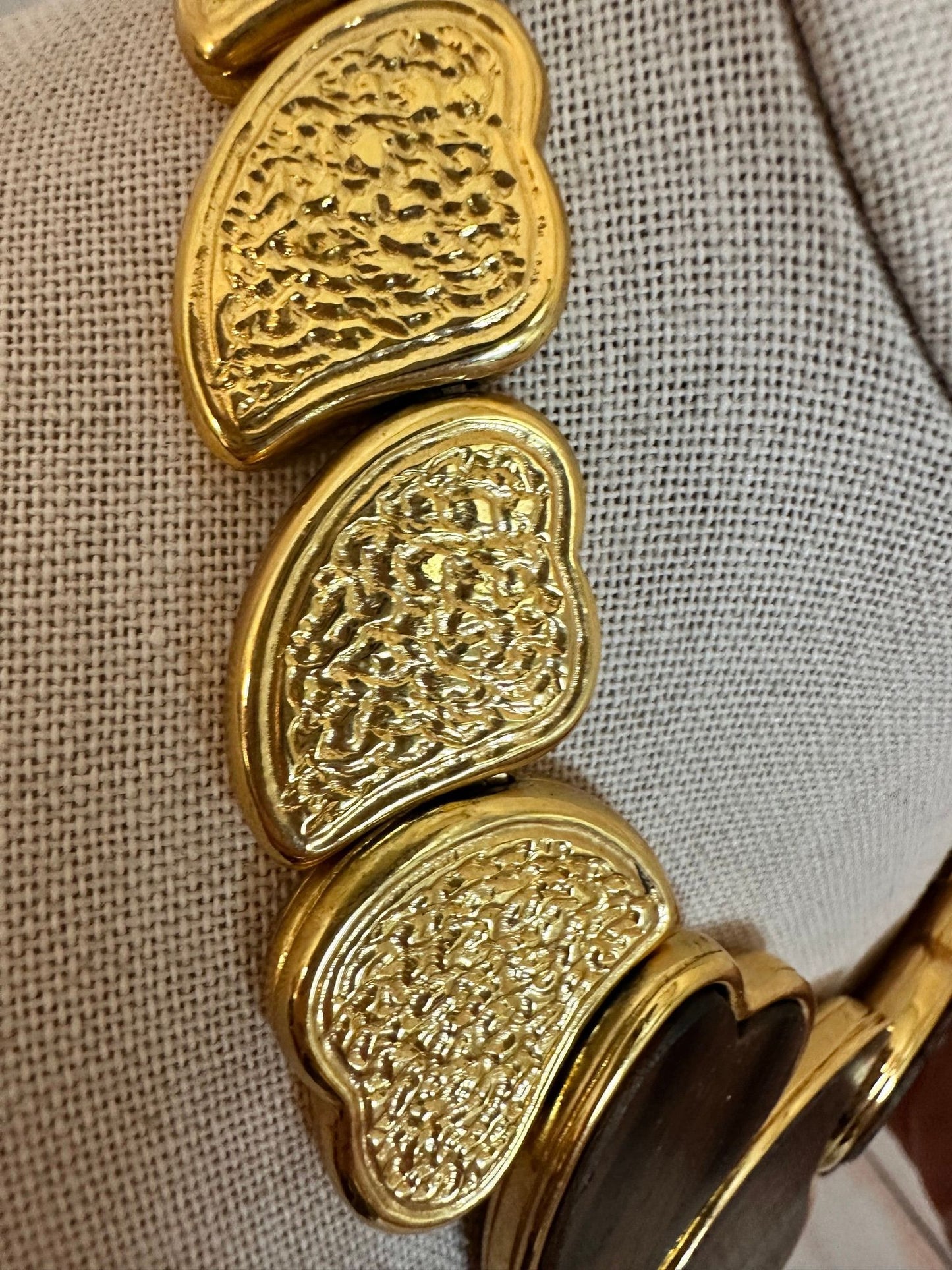 RARE YSL Golden Ebony Wood Heart Necklace and Bracelet
