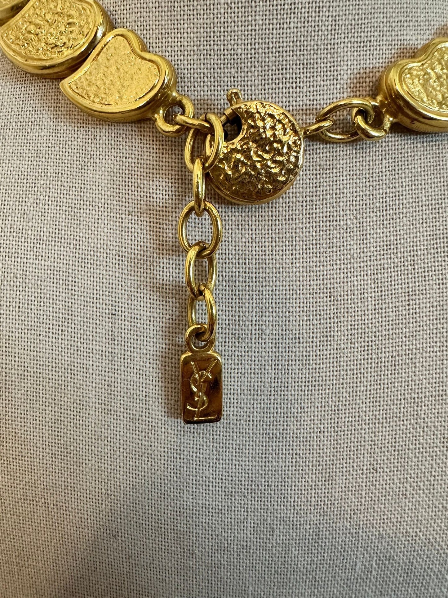 RARE YSL Golden Ebony Wood Heart Necklace and Bracelet